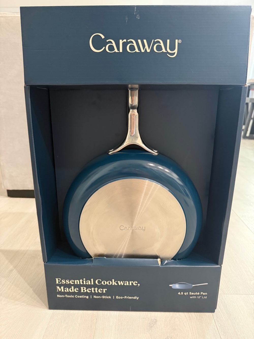 Caraway 4.5 QT Navy Nonstick Ceramic Saute Pan with Lid